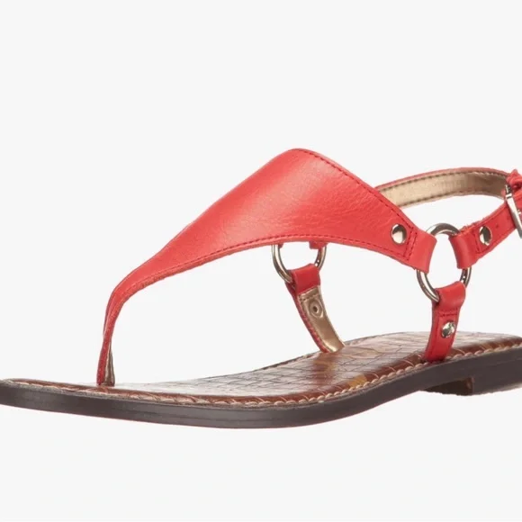 Sam Edelman Leather Greta Thong Havana Red Sandals Size 8 - Picture 2 of 8